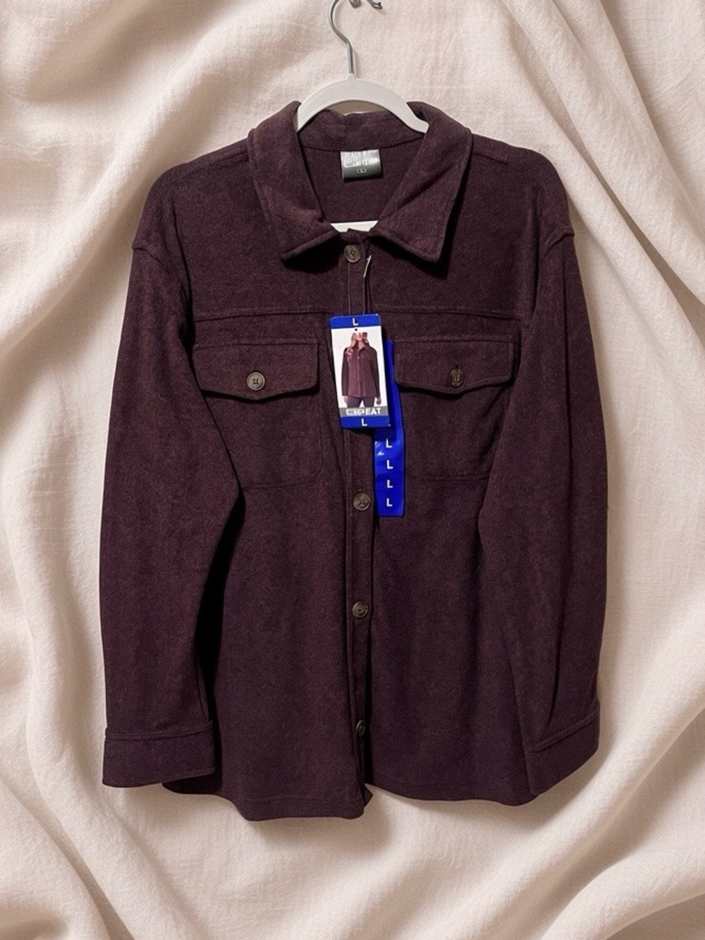 32 Degrees Plum Button-Down Shirt Jacket